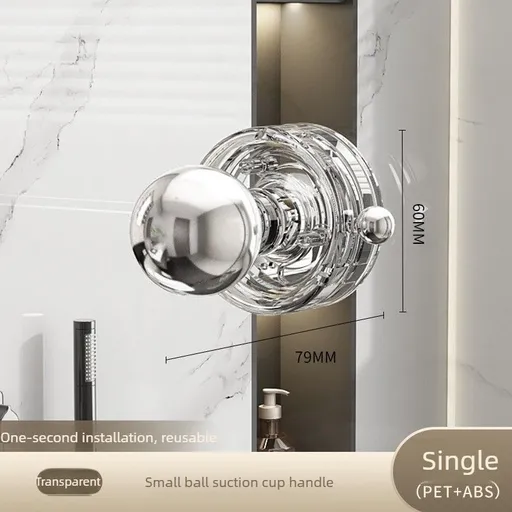 Bathroom Suction Cup Door Handle – Single Suction Cup-Transparent