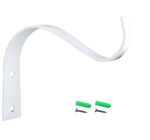 1 Piece Outdoor Plant Hangers for Hanging Baskets, Heavy Duty Metal Plant Brackets for Hanging Plants Outside, Metal Plant Hooks, White, 11.4 x 9 cm