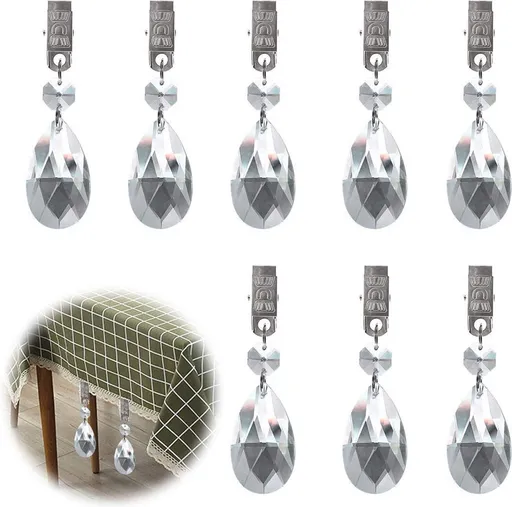 Tablecloth Weights - 8 Pieces - Tablecloth Weights - Garden Oilcloth/Tablecloth Weight Balls - Tablecloth Weighters - Weighted Tablecloth Hangers - Metal Clip - For Picnic Tables - Keep Tablecloths in Place