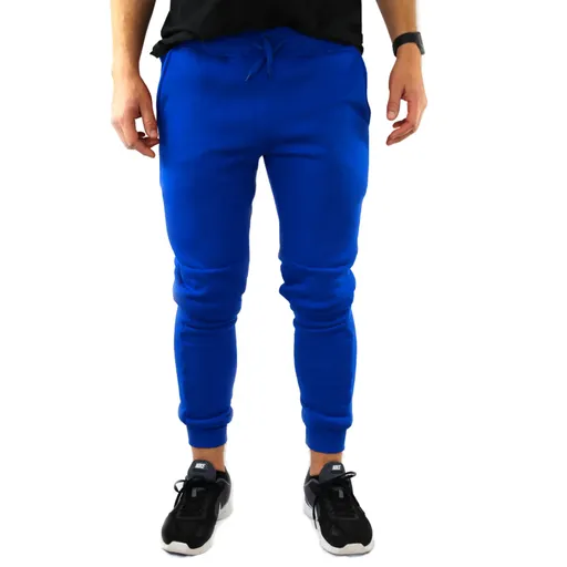 Mens Skinny Track Pants Joggers Fleece Cuffed Royal Blue