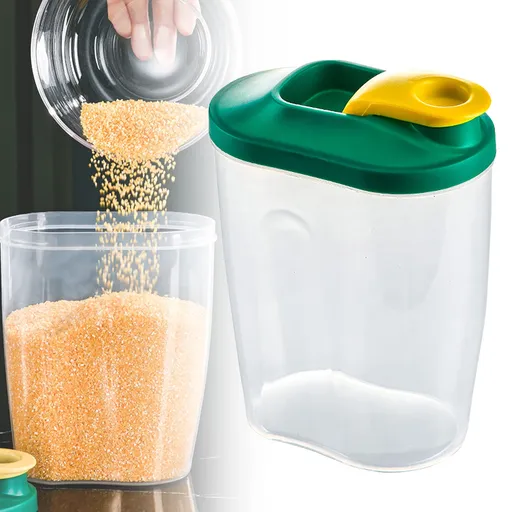 Airtight Storage Container with Lids, Plastic Pet Food Storage Container with Locking Lid, Pet Dog Cat Food Dispenser, Green, 12 x 19.5 cm