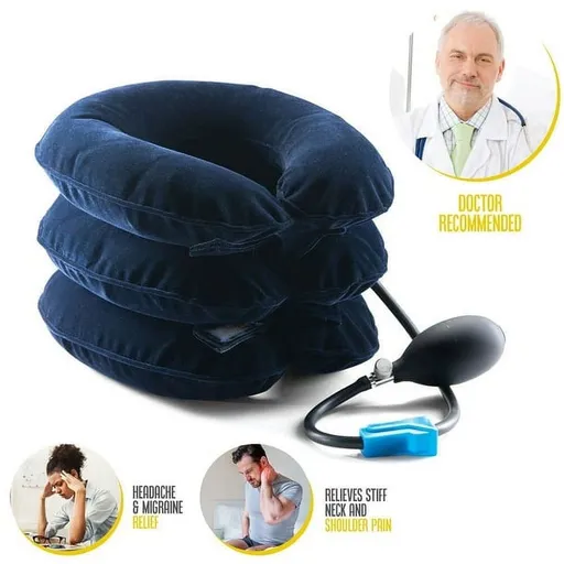 Neck Traction Device and Neck Brace Blue Non-itchy Material Neck Pain Relief