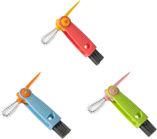 3-in-1 Bottle Cap Cleaning Brush Set with 3 Brush Heads Rotatable Compact Multifunctional