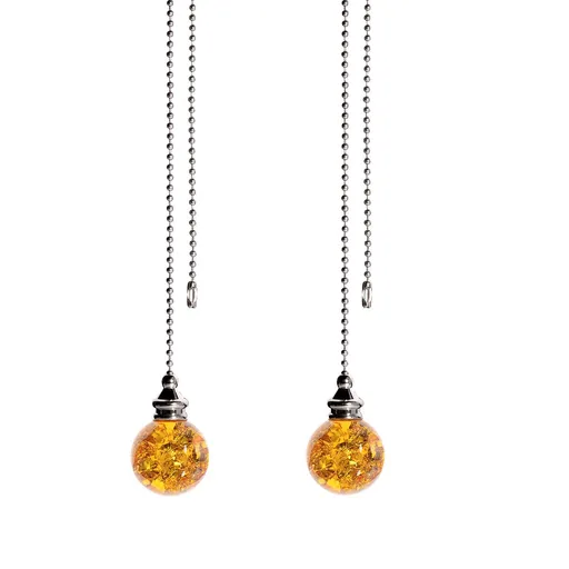 5 PCS Amber Pull Chain Crystal Glass Ice Cracked Ball Pull Chain for Ceiling Fan Light Decoration Extension Chain