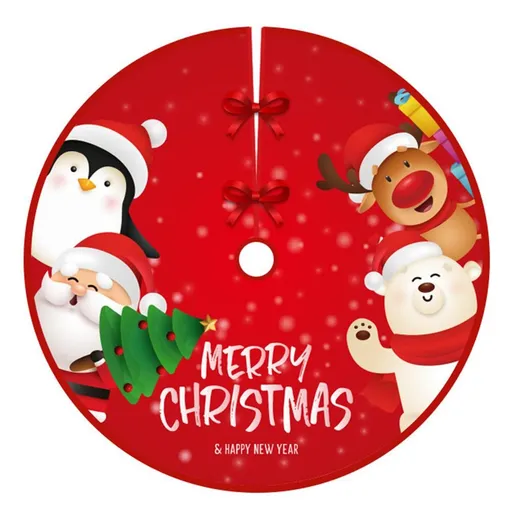 90cm Christmas Tree Skirt Brushed Cloth Carpet Personality Pattern New Year Christmas Tree Floor Mat Ornaments Decoration
