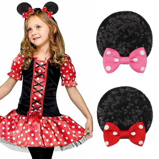 2 Pairs Sequin Ears Hair Clip Birthday Ear Bows Clip for Kids Girls Women, Ears Hair Accessories for Glitter Party Princess Decoration Cosplay Birthday Christmas Party