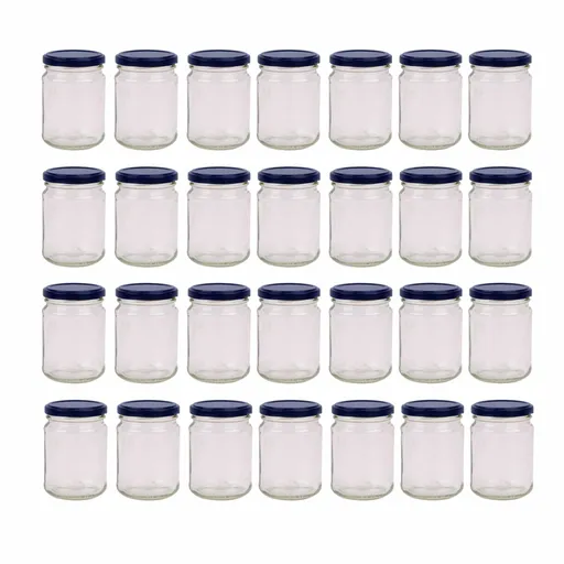 28x 250ml Flint Glass Jars + Twist Lids - Round Food Storage Small Spices