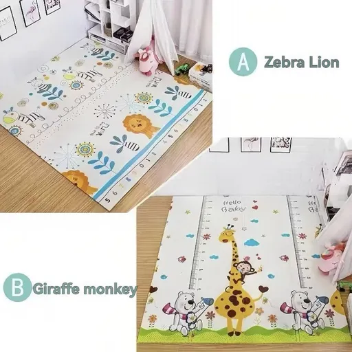 double-sided cartoon mat, folding mat, 2cm living room mat, game mat, odor-free mat, children play mat, foam mat, floor mat Australia - Sprouting Spring - Size 160-180cm