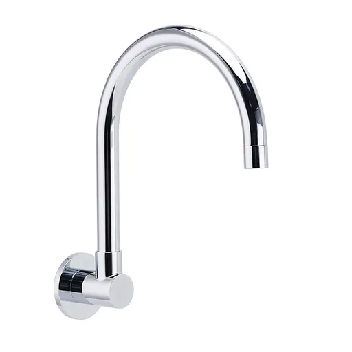 Chrome Round Gooseneck Arm Faucet Water Outlet Wall Mounted Swivel Bathtub Spout