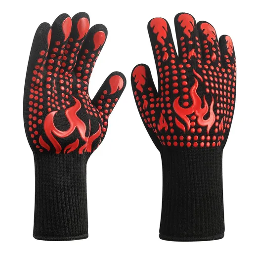 2pcs Large BBQ Gloves Non-Slip Silicone Oven Gloves, Kitchen Gloves for BBQ, Cooking, Baking and Cutting, Grill Glove