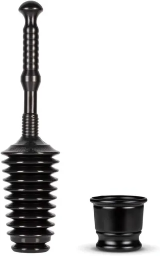 Master Plunger MP500-B3 Heavy Duty Bathroom Toilet Plunger Kit with Short Bucket/Caddy. Equipped with Air Release Valve, Black
