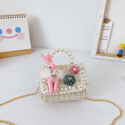 Girls Princess Purses Cute Crown Crossbody Bag Handbag with Pearl Handle for girls Bunny Crossbody Bag Cartoon Handbag Toddler