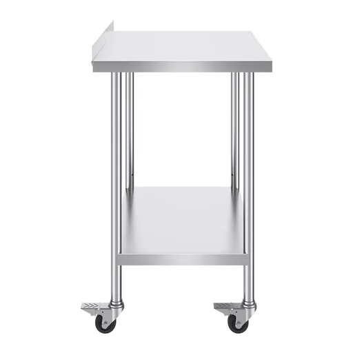 24 x 36 x 40 Inch Stainless Steel Work Table, Commercial Food Prep Worktable with Casters, Heavy Duty Prep Worktable, Metal Work Table with Adjustable Height for Restaurant, Home and Hotel
