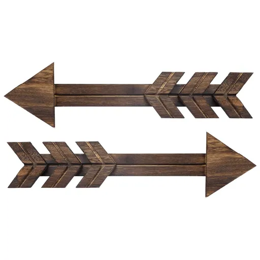 Rustic Wooden Arrow Wall Decor Farmhouse, Wood Arrows Sign Wall Hanging Art Christmas Decoration for Home or Wedding, Set of 2