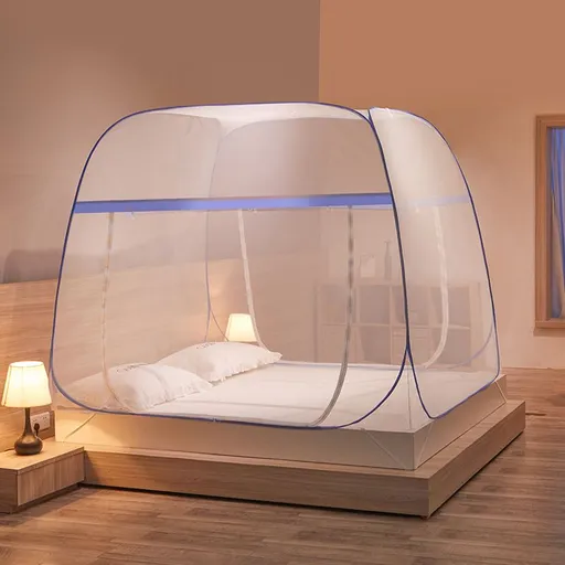 Pop Up Mosquito Net for Patio Bed Tent King Size Portable Mosquito Netting with Bottom Mesh Tent for Outside or Inside (Blue)