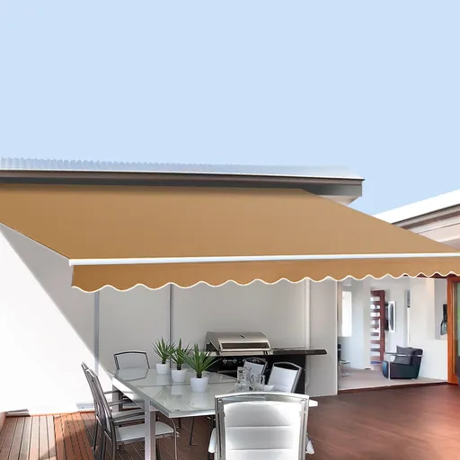 Retractable Folding Arm Awning Manual Sunshade 2.5m x 2m Beige