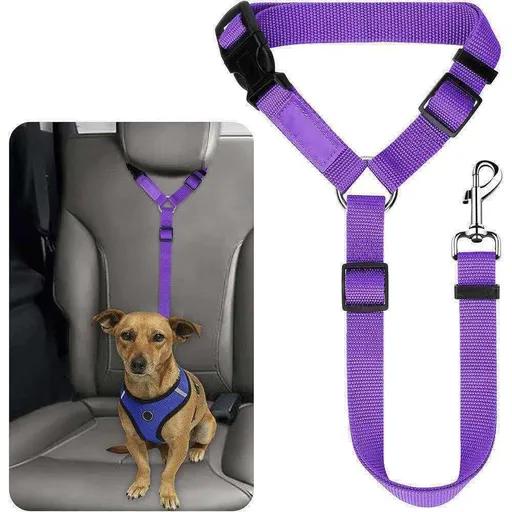 Li hang Pet Car Seat Belt Dog Harness Safety Rope Purple