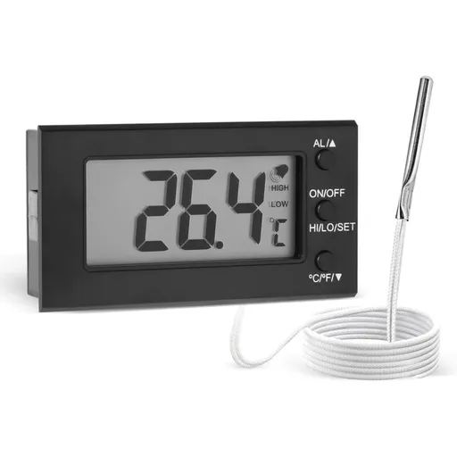 Digital Oven Thermometer Black, LCD Screen Celsius and Fahrenheit, 58 Degree F to 572 F and, 50 Degree C to 300 C with Probe
