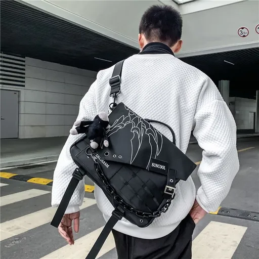 Black Trendy Cross-Body Backpack High-Quality Backpack Travel Backpack Daily Use