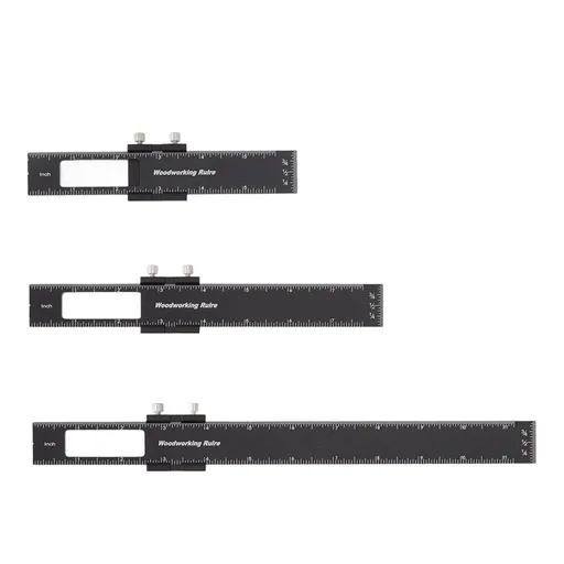 3 Pcs Woodworking Ruler Set Aluminium Alloy T Type Scribing Marking Measuring Ruler with Slide Stops