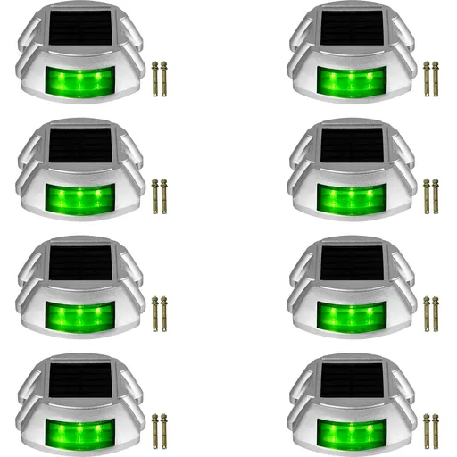 8-Pack Solar Driveway Light LED Road Markers Green for Garden Pathway