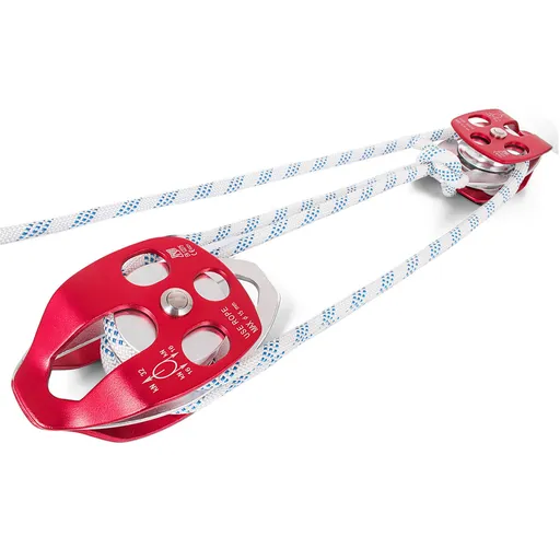 Twin Sheave Block and Tackle 1.02-1.27cm 3048-6096cm Twin Sheave Block with Braid Rope 2993.71-3494.93kgs Double Pulley Rigging