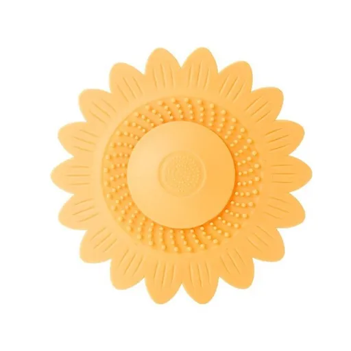 Sunflower Silicone Floor Drain Mat, Anti-Odor, Insect-Proof Sewer Sealing Cover—Yellow