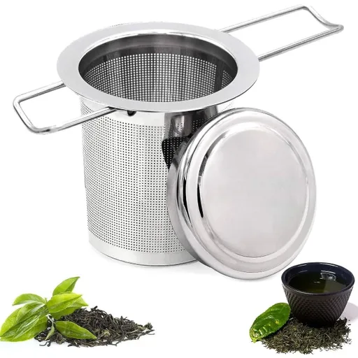 Tea filter, stainless steel tea strainer, tea strainer, tea infuser Tea strainer with lock, tea filter with fine holes, foldable handle design Suitable for