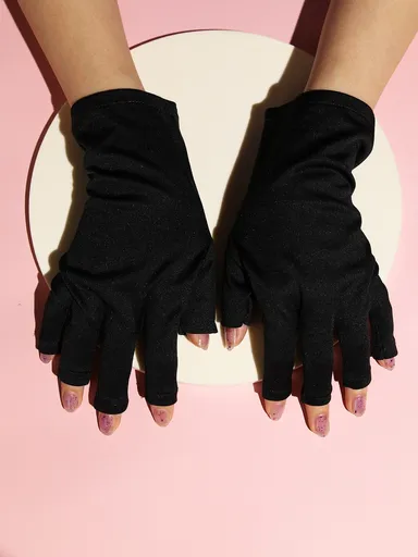 1pair Anti UV Nail Art Gloves Protect Hands From UV Lamp Gel Curing Nail Supplies Manicure Tools For Press On Nails Art Kit Black