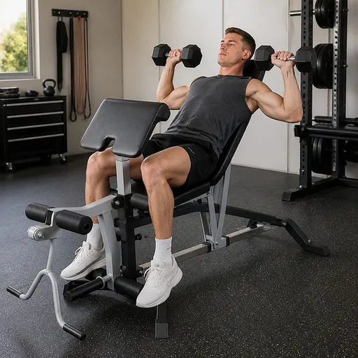 FID Flat Incline Decline Bench Press w/ Leg Extension