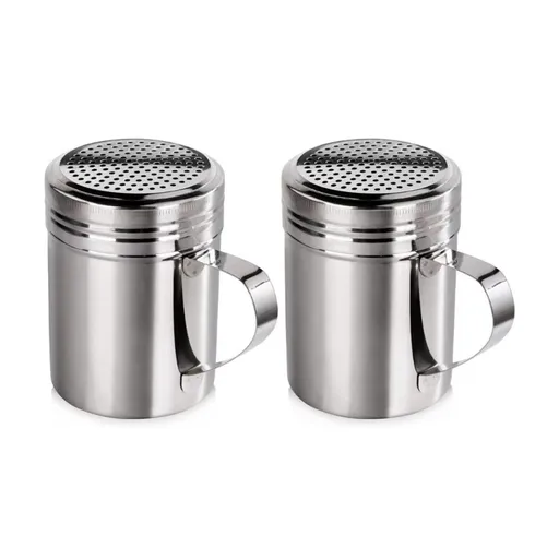 Stainless Steel Dredge Shaker Ideal For Salt, Spice, Sugar, Flour (4, 10 oz) Seasonings Spice Shakers With Holes