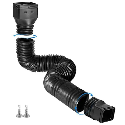 Black 1-Pack Rain Gutter Downspout Extensions Flexible, Gutter Connector Rainwater Drainage,Extendable from 21 to 68 Inches