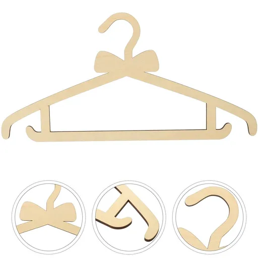 1Pc Khaki Wood Hanger with Bow Shape for Clothes, Closet Organizer and Kids Room Decor