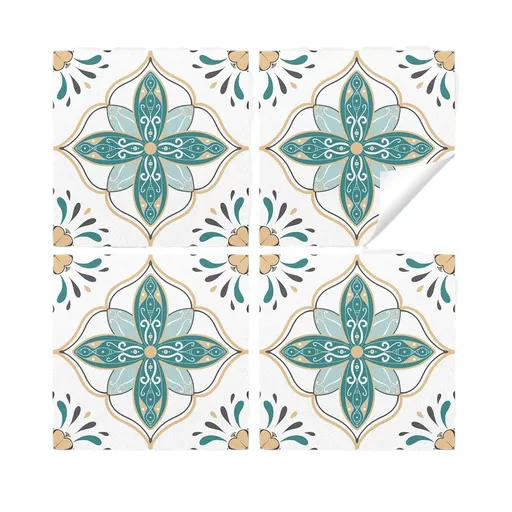 30Pcs(4"X4") Vintage Mandala Style Stair Step Decals, Flowers Ceramic Tile Wall Stickers for Kitchen Bathroom Staircase Decor