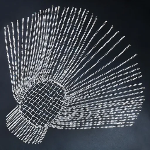 Women's long tassel water drill cap crystal baffle head chain hair accessory jewelry wedding hair accessory