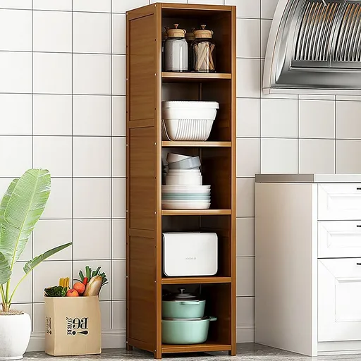 Bamboo 5-Shelf Bookcase – Tall Display Storage Rack Stand for Living Room, Bedroom, Office or Home Organisation