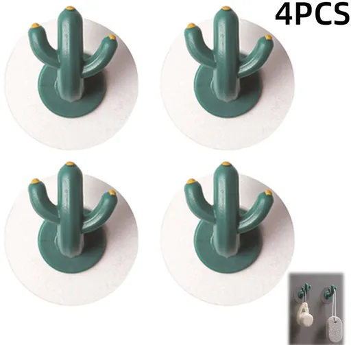 4 pieces - Hooks - Storage racks - Wall mounting - Storage accessories - No drilling required - Home decoration - Suitable for behind doors - Bathrooms - Kitchens - Green - 6*3.8 cm