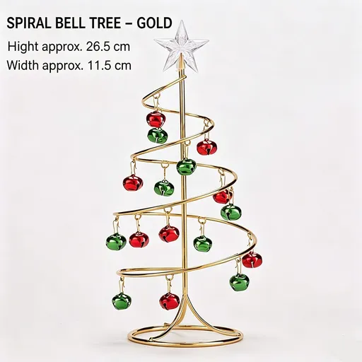 Tabletop Iron Spiral Bell Christmas Tree, Golden Finish, Christmas & Halloween Party Desktop Decor, Compact Simulation Festive Ornament, Thoughtful Small Holiday Present