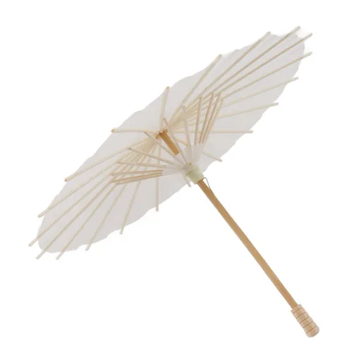 Kids Paper Parasol Bamboo and Paper Chinese Style Elegant White DIY Paper Umbrellas for Decoration 28cm/11in