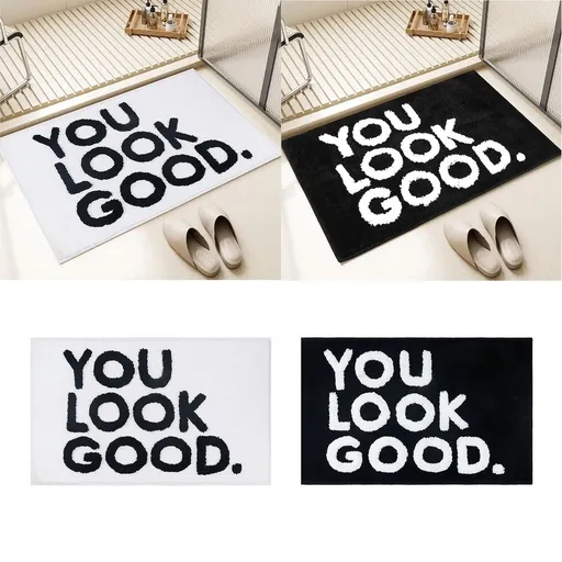 Carpet*1 Piece You Look Good Bath Mat Black 、 White Bathroom Rugs Cute Bath Rugs Non Slip Microfiber Plush Funny Preppy Small Cool Rug Washable Absorbent Apartment Mat for Bathtub Sink 20