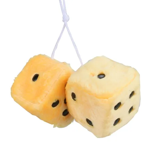 1 Pair of Retro Square Mirror Hanging Couple Fuzzy Plush Dice with Dots For Car Interior Ornament Decoration One Size Black