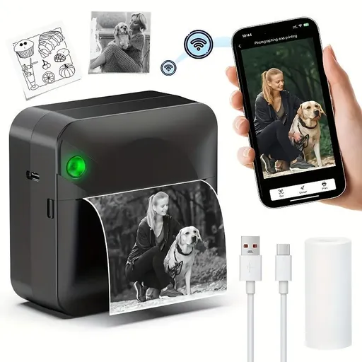 Portable Photo Printer Wireless Photo Printer Black And White Photo Printer - Black - Size 01