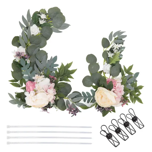 2pcs Hanging Flowers Swag ABS Artificial Decorative Arch Flowers with Bandage for Wedding