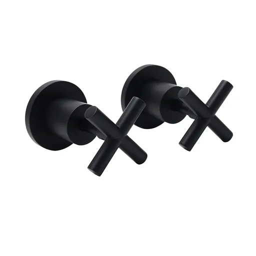 Matt Black 1/4 Turn Twin Taps Hot Cold Water Control Mixer For Bath Spout Shower