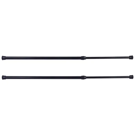2Pcs Multi Purpose Black Steel Tension Rod for Clothes Drying and Curtain Hanging