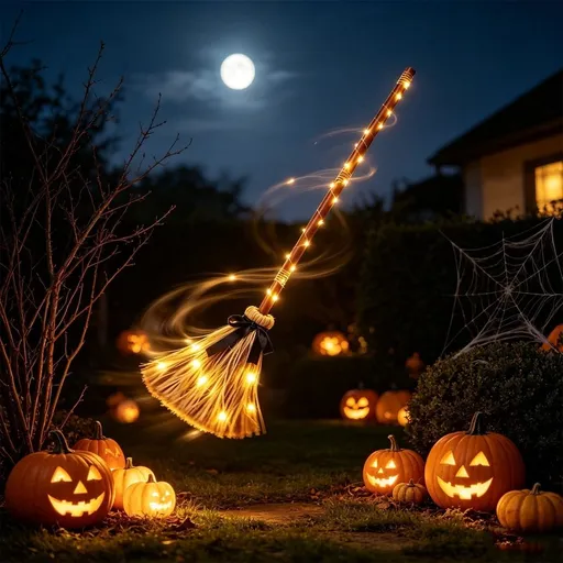 Halloween Animated Witch Broomstick Decoration LED Light Up Moving Witch with Sound Effects Indoor Outdoor Party Decor for Porch Yard Patio Home Display 37 inch