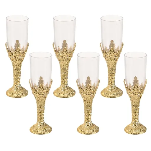 Set of 6 Small Plastic Wine Chalice Cups, Goblets for Home Use, Parties, Events, and Special Occasions