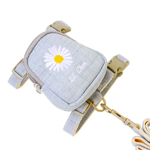 Zichen Dog Harness Polyester Embroidered Chrysanthemum Grey 1.0(S size) embroidered chrysanthemum I-shaped backpack