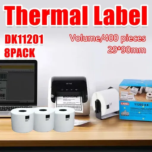 8 Rolls Compatible Brother Dk11201 400 Address Labels 29X90Mm Ql570 Ql700 Ql1050
