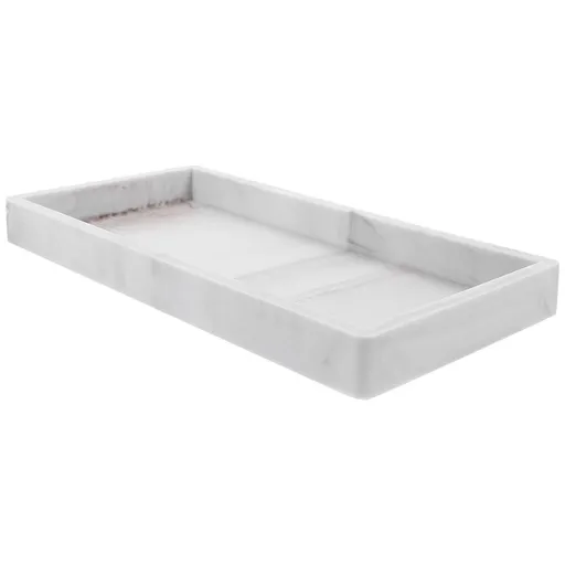 White Silicone Bathroom Vanity Tray Organizer for Shampoo, Lotion, Makeup Storage Plate